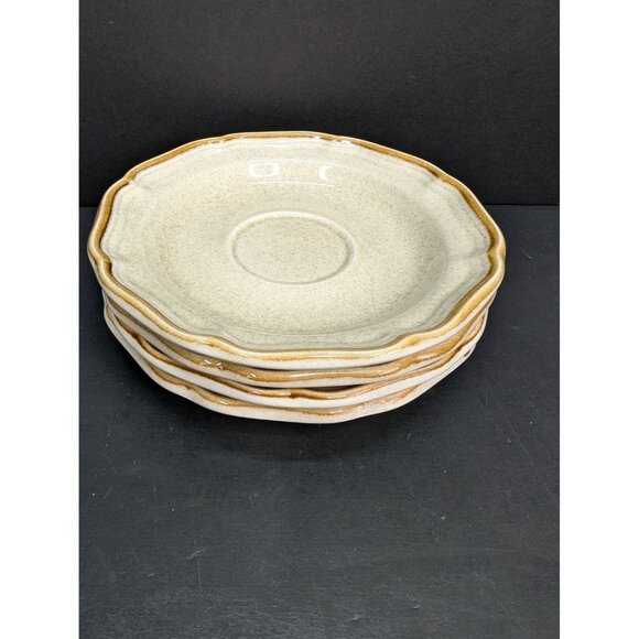 Mikasa Garden Club EC 400 Beige Brown Rim 6 1/4" Saucer Replacement Set of 4 - Picture 8 of 9